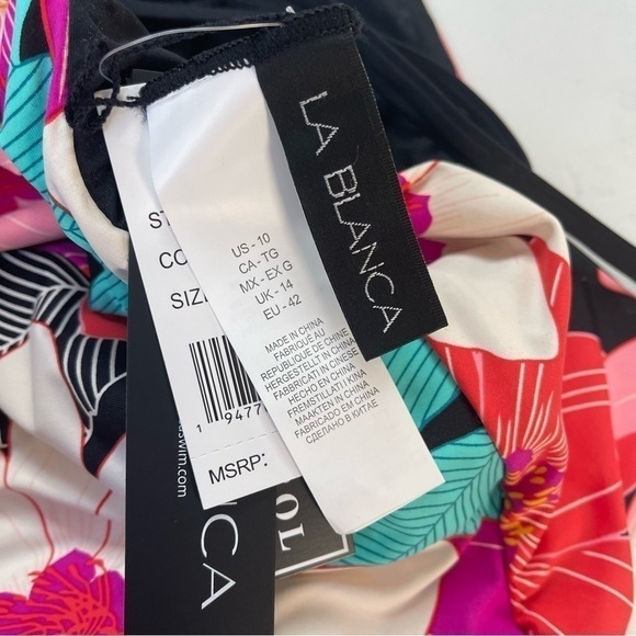 La BLANCA - Swimsuit Tummy Control Reversible Plunge One Piece Floral & Black 10 - Picture 11 of 11